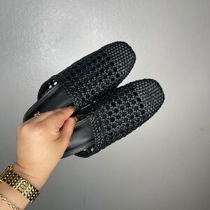 Everlane Black Woven Slip-On Mules